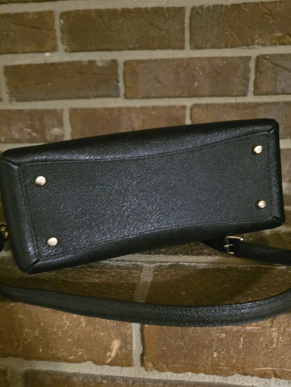 Coach 91146 Mini Lillie Carryall Black Crossgrain Leather Satchel Crossbody Bag